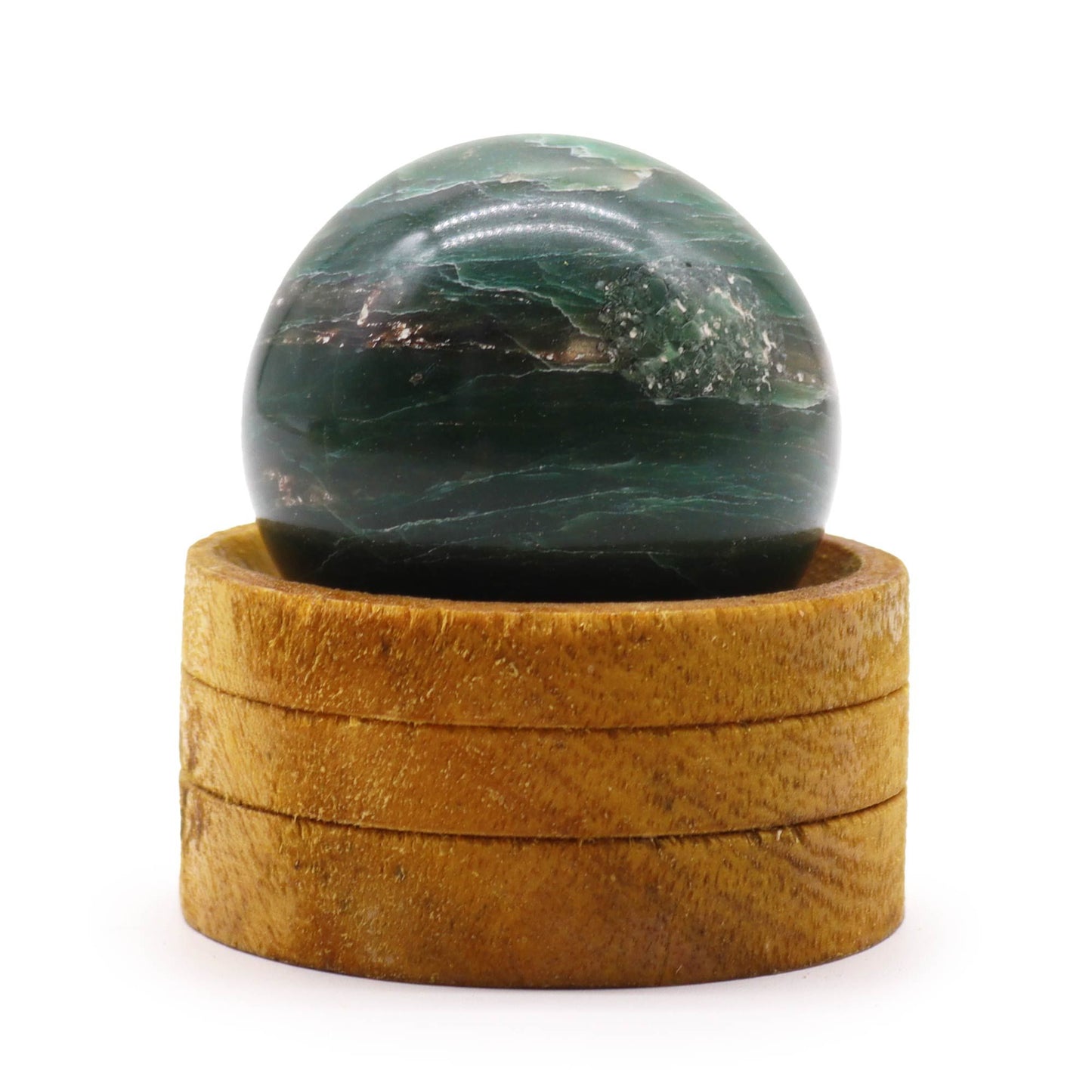 Esfera de Cristal de Jade Indiano 50mm com Suporte