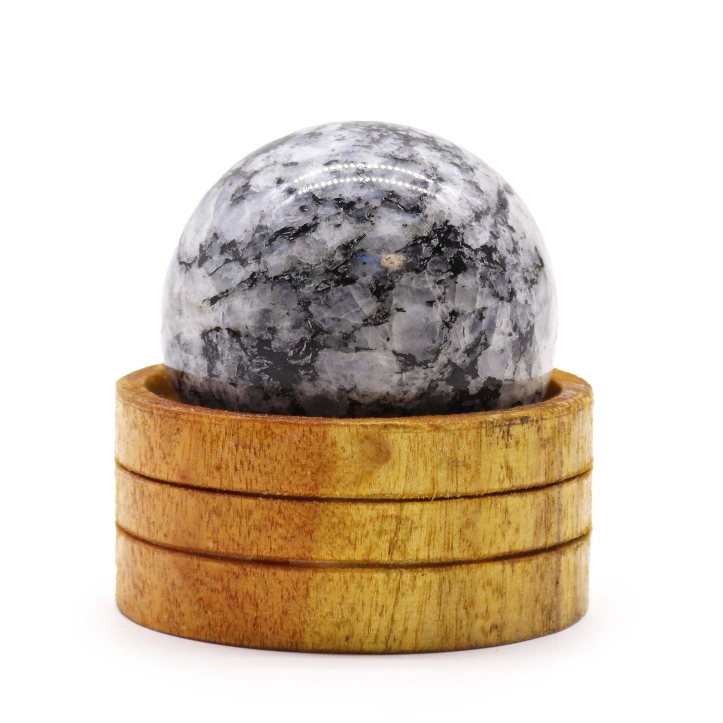 Esfera de Cristal de Pedra da Lua Indiana 50mm com Suporte