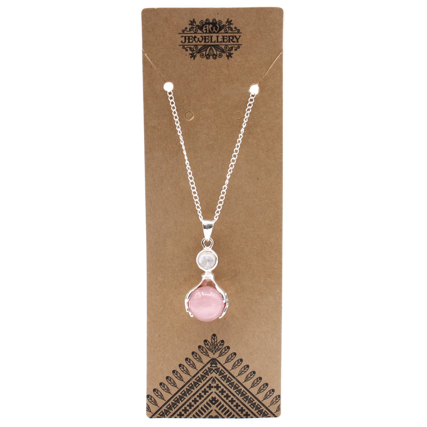 Colar Mãos Curativas de Quartzo Rosa