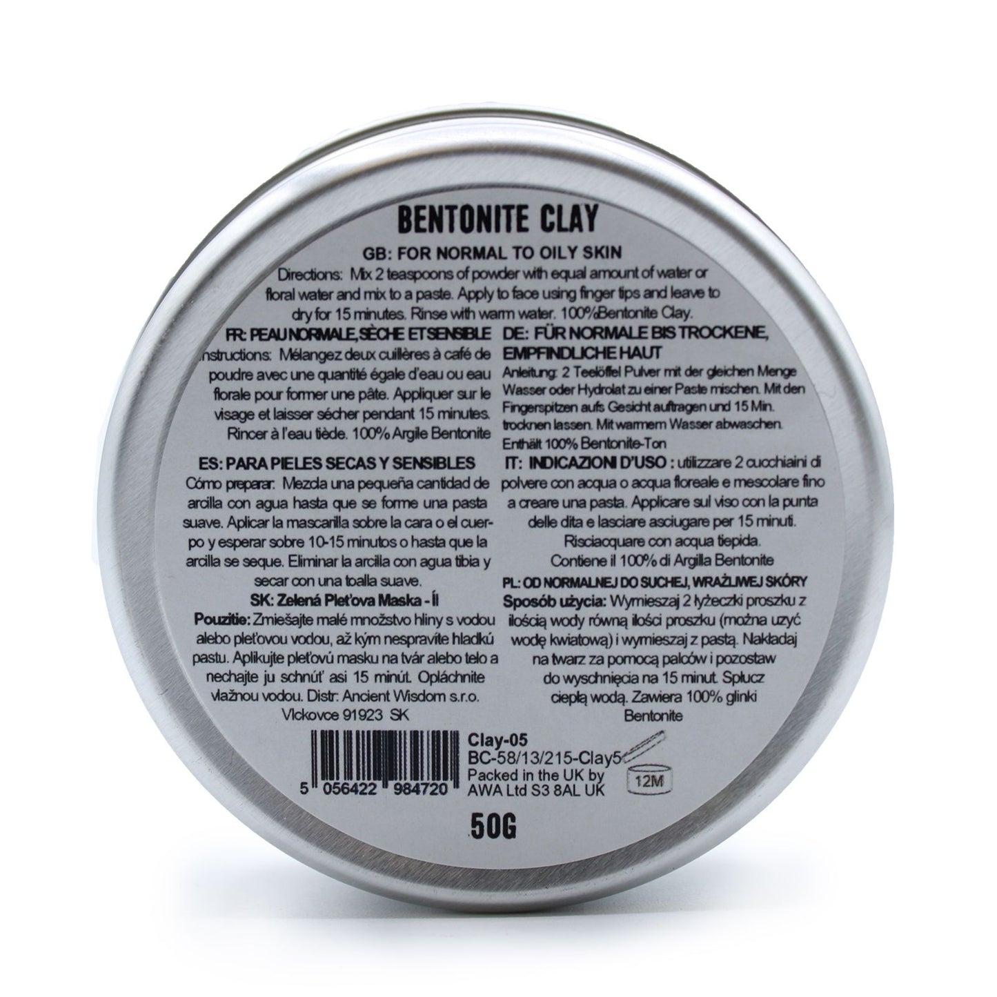 Argila Bentonite para Máscara Facial 50g