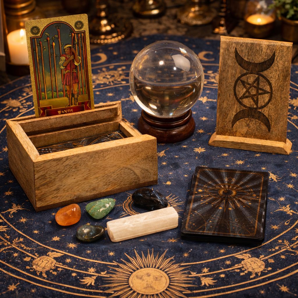 Pequena Caixa de Tarot com Suporte para Cartas