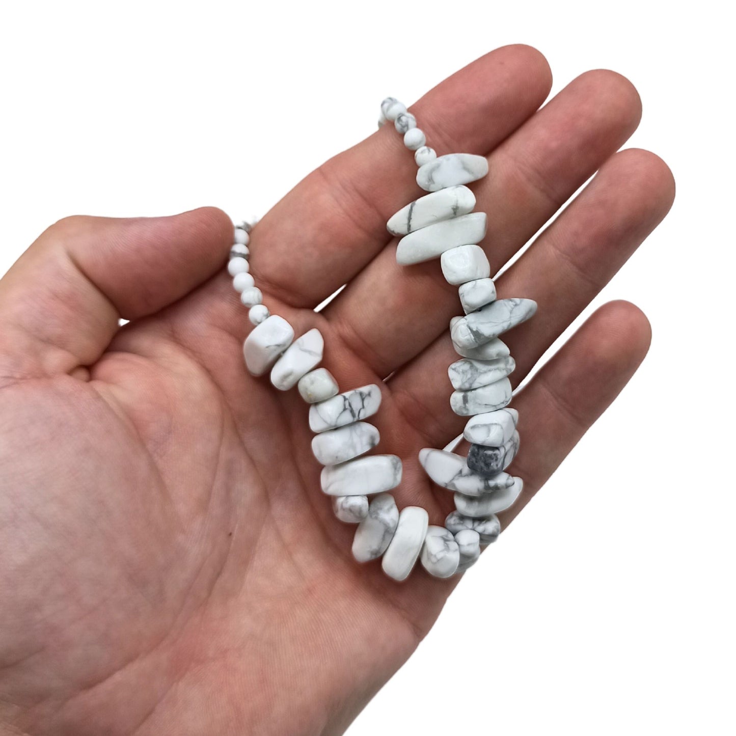 Colar Longstone de Jaspe Branco