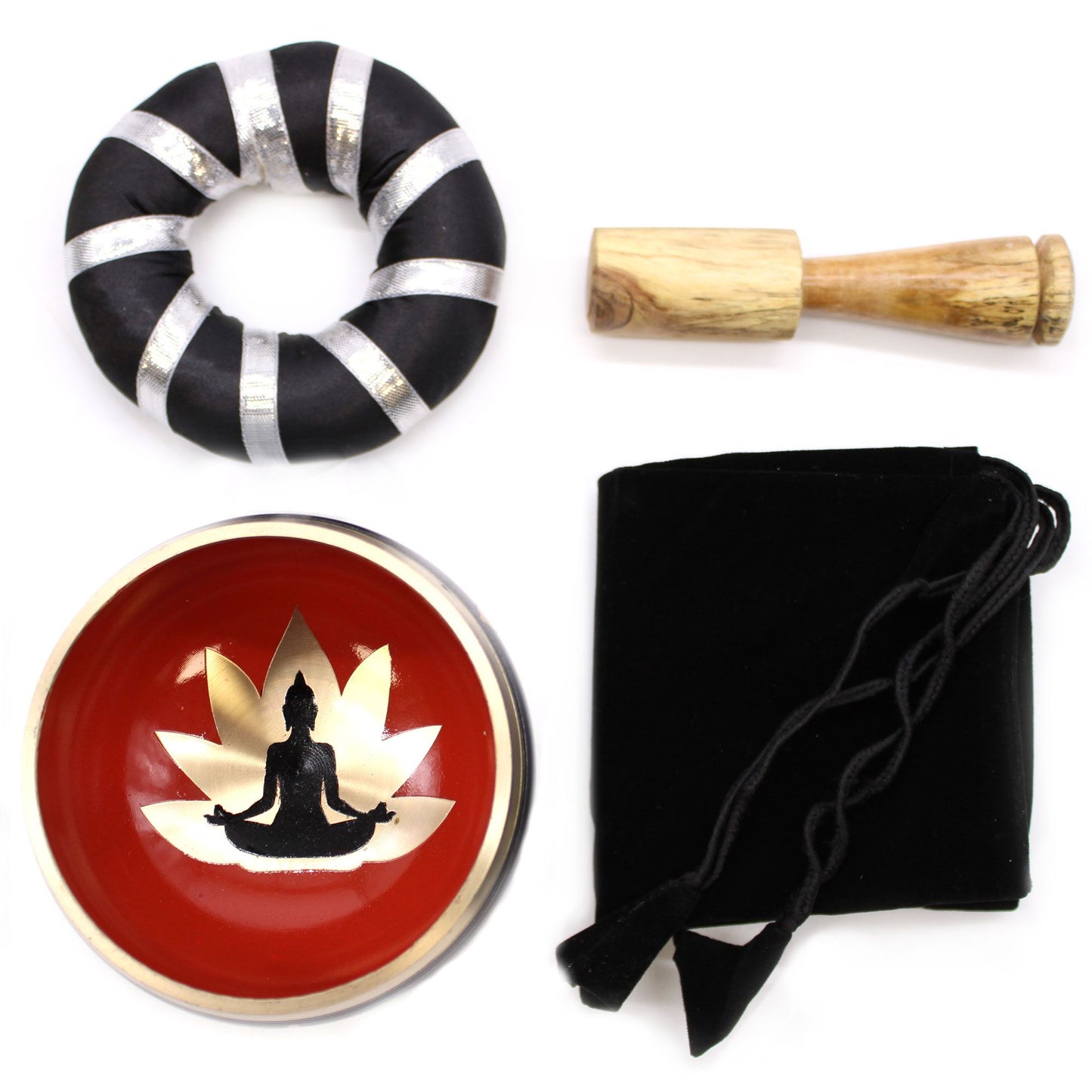 Set Taça Tibetana - Buda - Preto/Laranja 10,7 cm