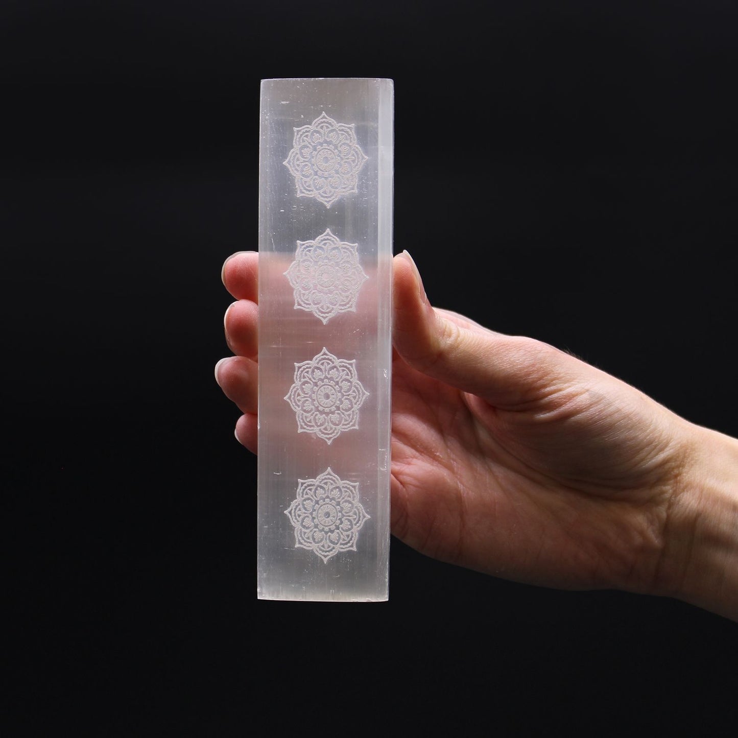 Placa de Carga de Selenite para Barra Plana 15cm - Mandala