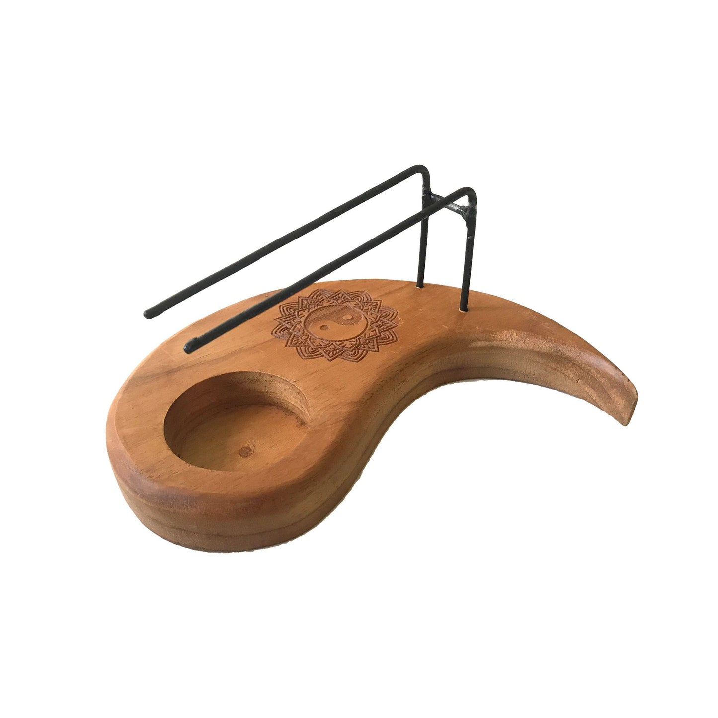 Queimador de Palo Santo Lágrima em Madeira de Teca - Design Yin e Yang