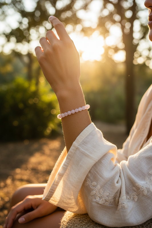 Pulseira Energética de Quartzo Rosa