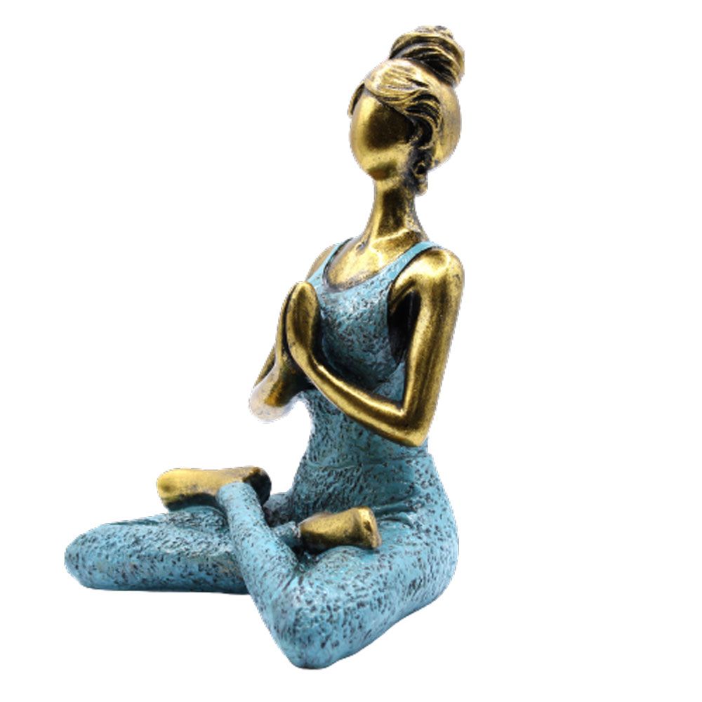 Figura de Yoga - Bronze e Turquesa 24cm