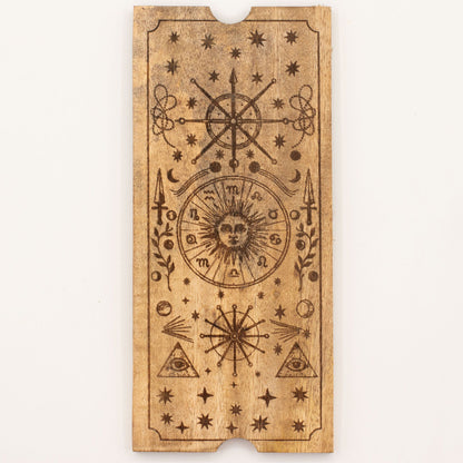 Caixa de Tarot Larga de Quatro Compartimentos com Suporte para Cartas