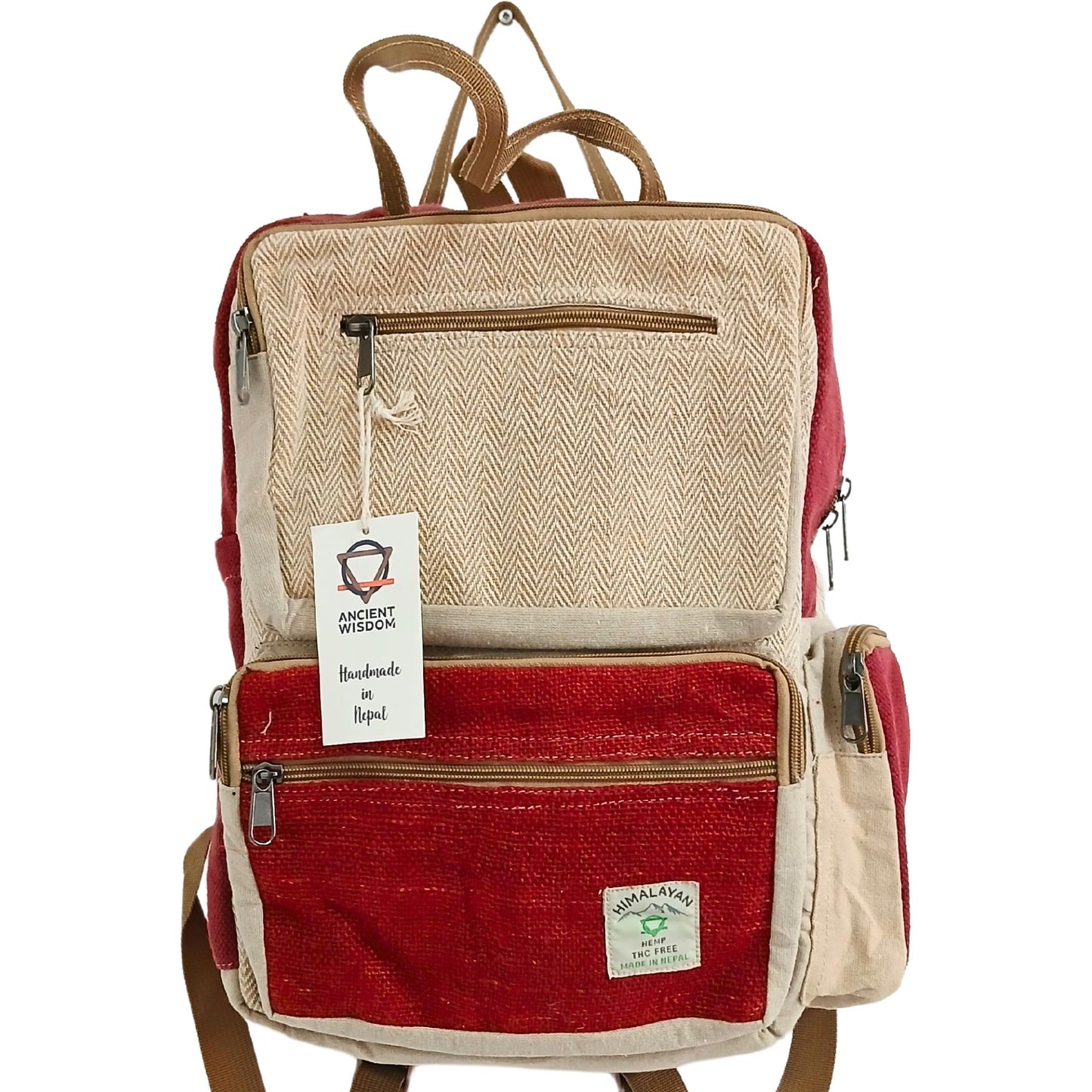 Mochila Grande de Cânhamo - Vinho e Creme