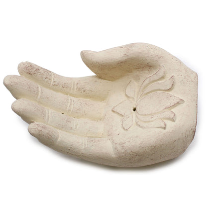 Queimador de Incenso Mão com Flor de Lotus (Branco)