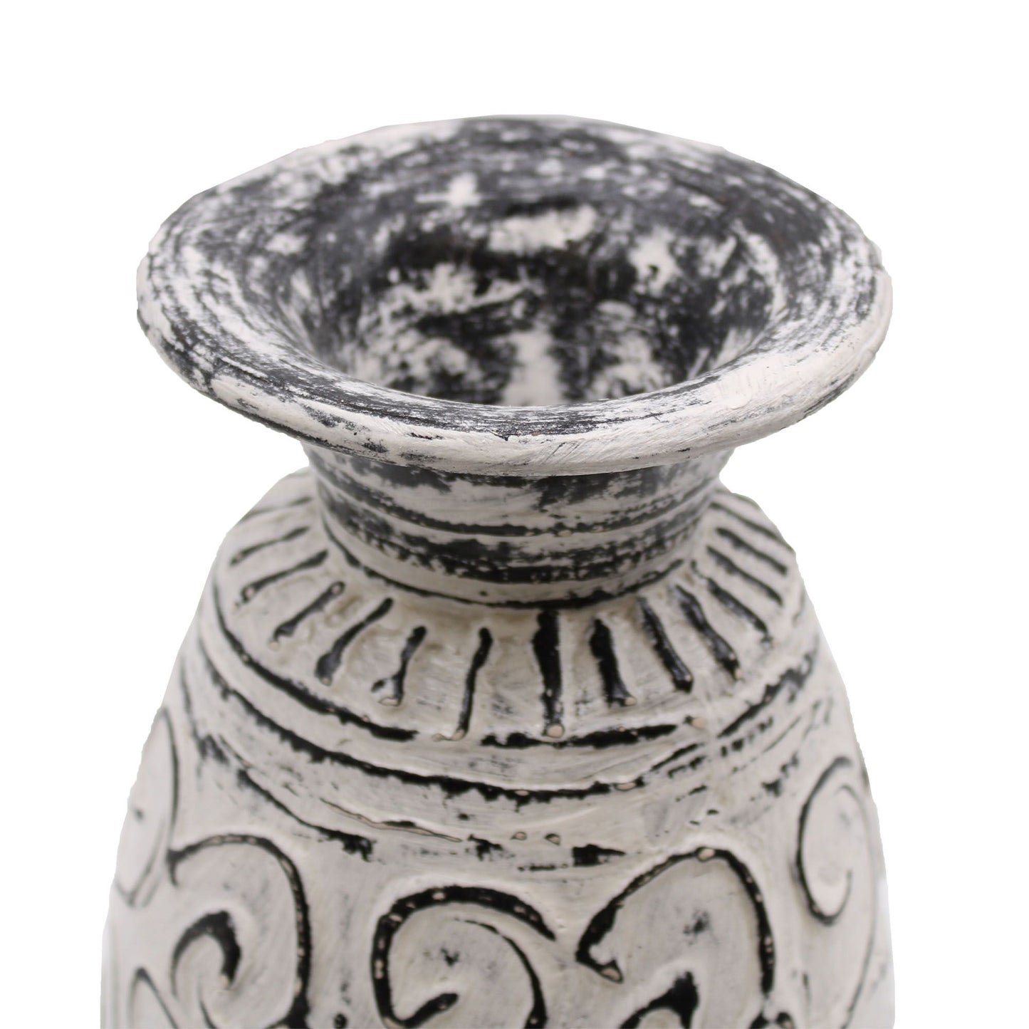 Jarra de Cerâmica com Motivo de Espirais - Creme 32cm