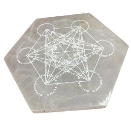 Placa de Carga de Selenite Hexagonal 18cm - Direção e Decisão