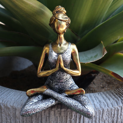 Figura de Yoga - Bronze e Prata 24cm