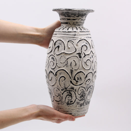 Jarra de Cerâmica com Motivo de Espirais - Creme 32cm