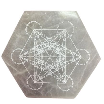 Placa de Carga de Selenite Hexagonal 18cm - Direção e Decisão