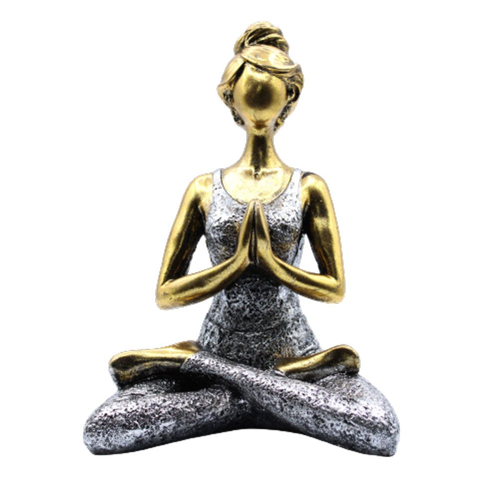 Figura de Yoga - Bronze e Prata 24cm