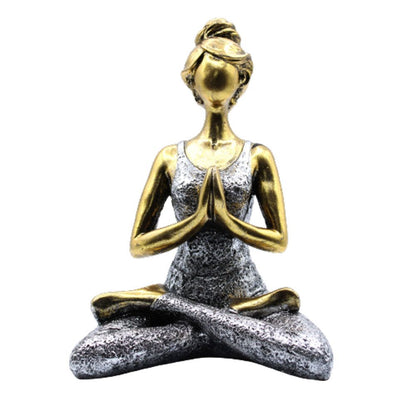 Figura de Yoga - Bronze e Prata 24cm
