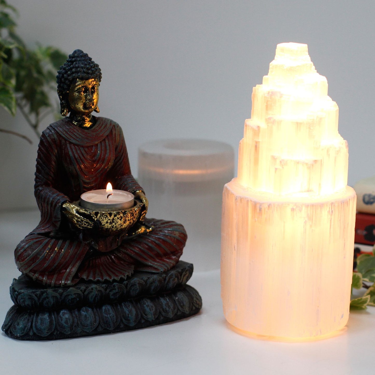 Candeeiro Torre Natural de Selenite 20cm