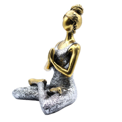 Figura de Yoga - Bronze e Prata 24cm