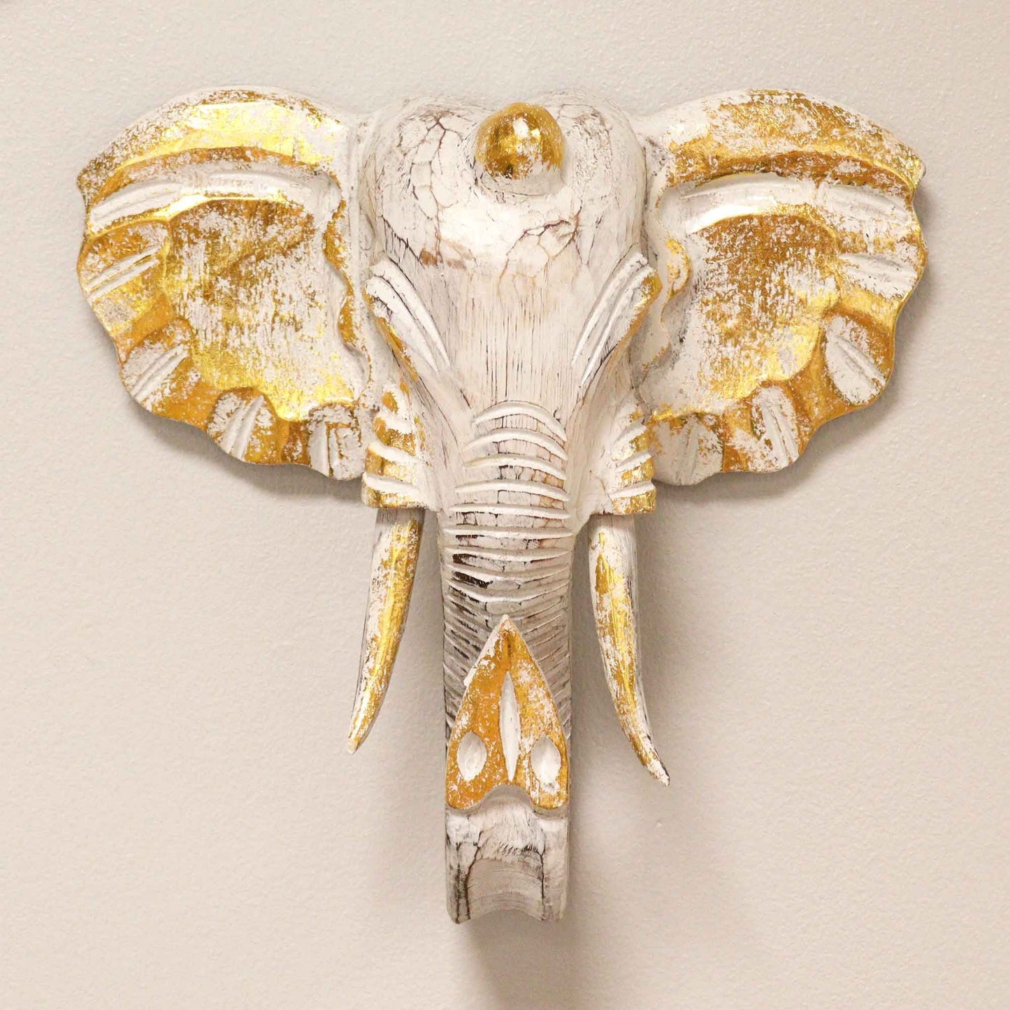 Cabeça Grande de Elefante - Dourado e Branco