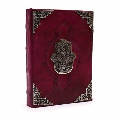 Livro Bronzeado Vermelho - Decoração Hamsa em Zinco
