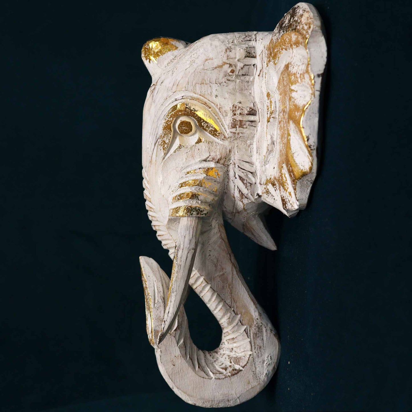 Cabeça Grande de Elefante - Dourado e Branco