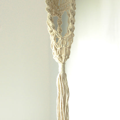 Suporte de Vaso em Macramé - Longo com Aro de Ratão
