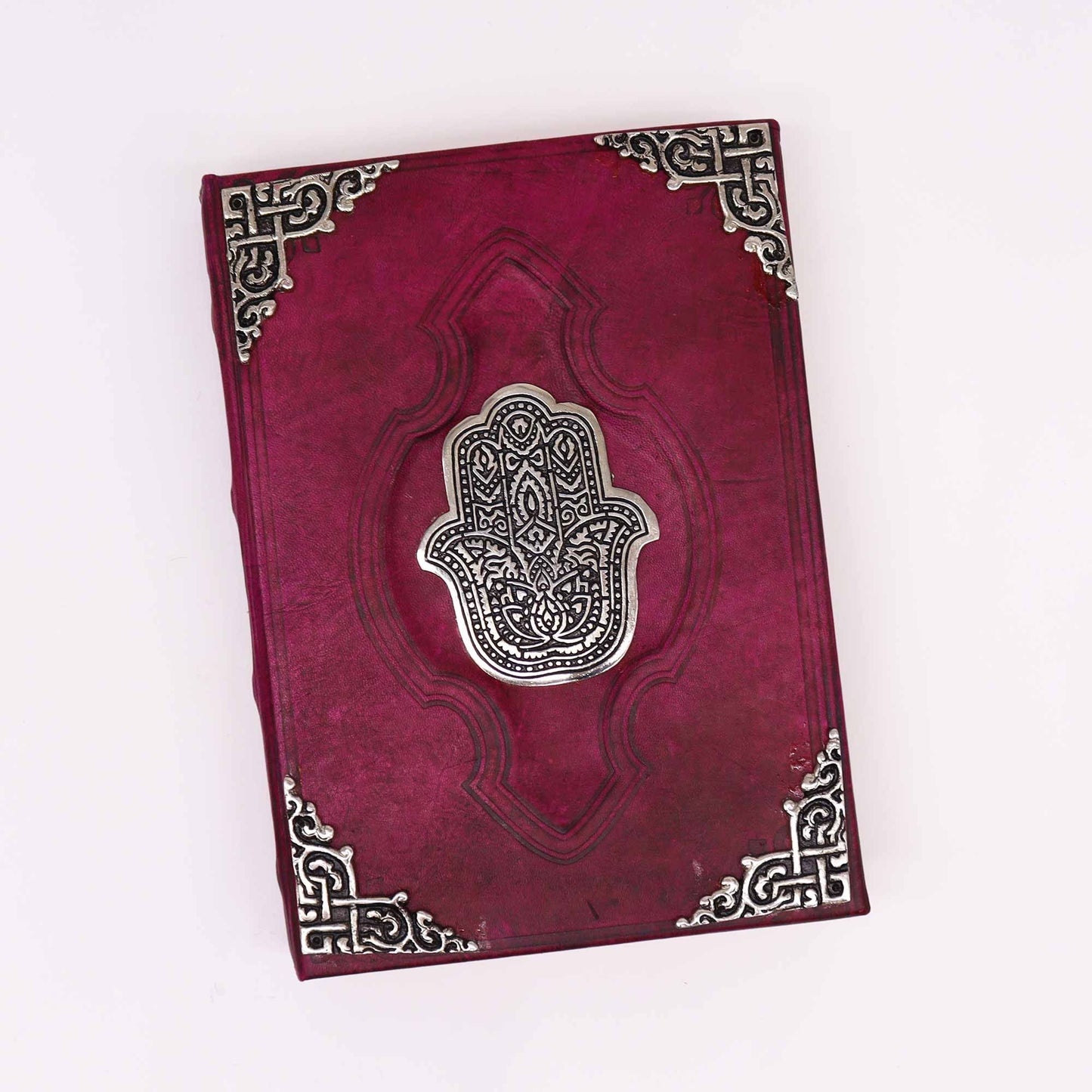 Livro Bronzeado Vermelho - Decoração Hamsa em Zinco