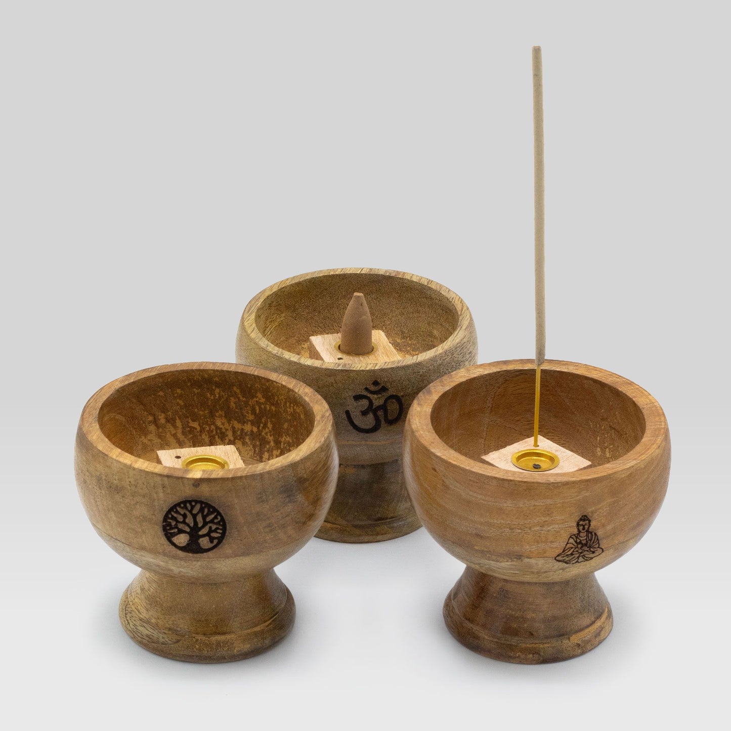 Porta-Incenso Taça Ritual em Mango Wood - Buda
