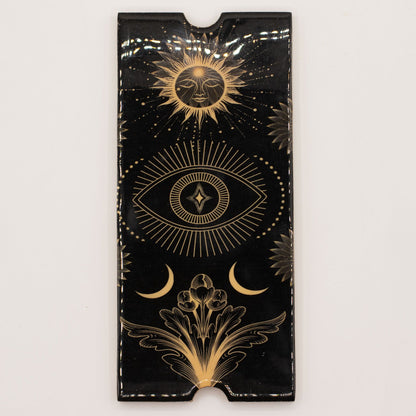 Caixa de Tarot de Quatro Compartimentos com Suporte para Cartas