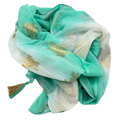 Pareo Nomad Sari Mediterrâneo - Tartaruga Branco, Turquesa e Dourado