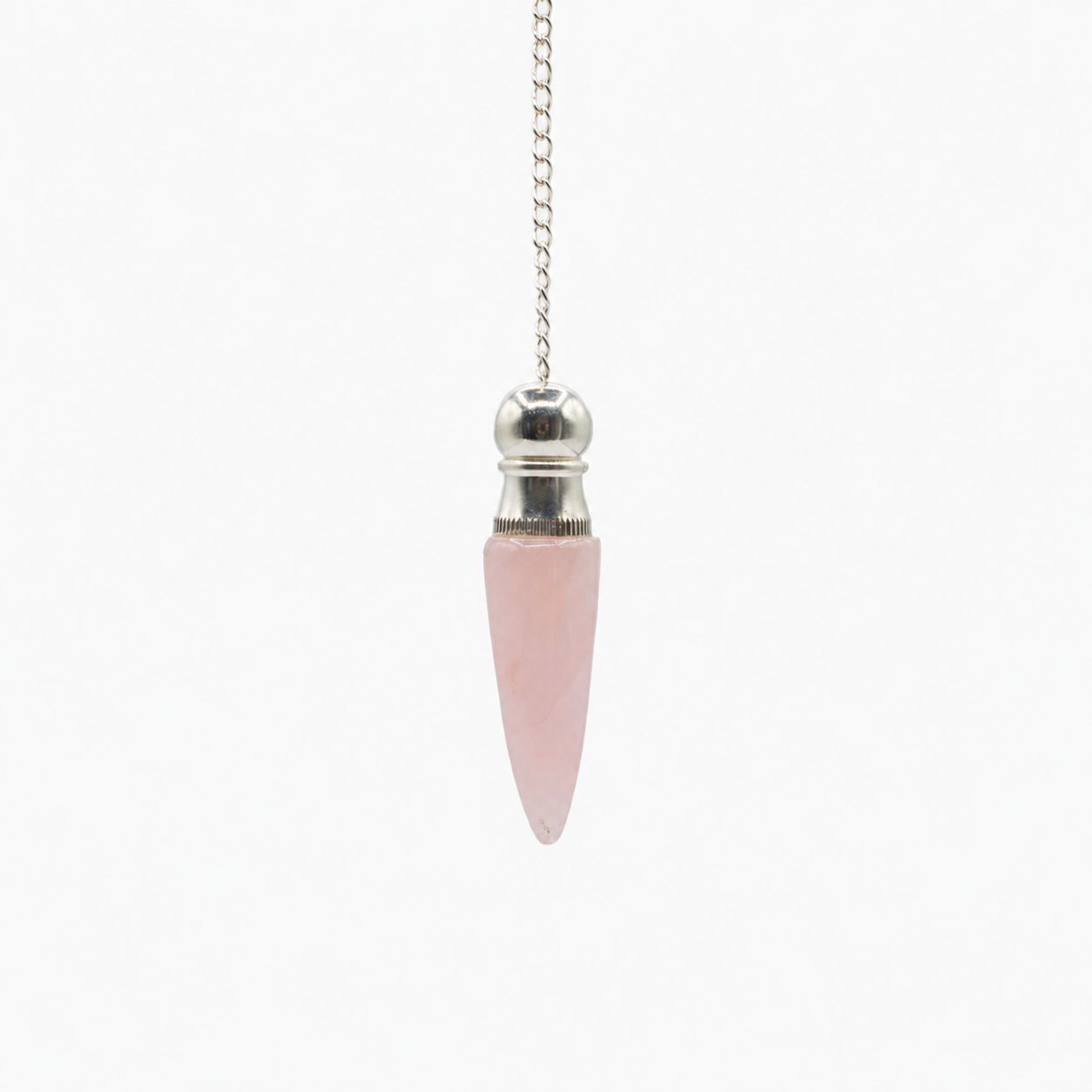 Péndulo com Cavidade Secreta - Quartzo Rosa Prateado