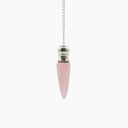 Péndulo com Cavidade Secreta - Quartzo Rosa Prateado