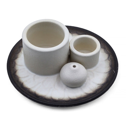 Suporte Cerâmico para Palo Santo e Incenso - Mandala - Branco