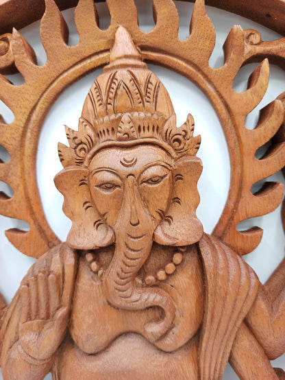Painel de Madeira - Ganesha - 40cm