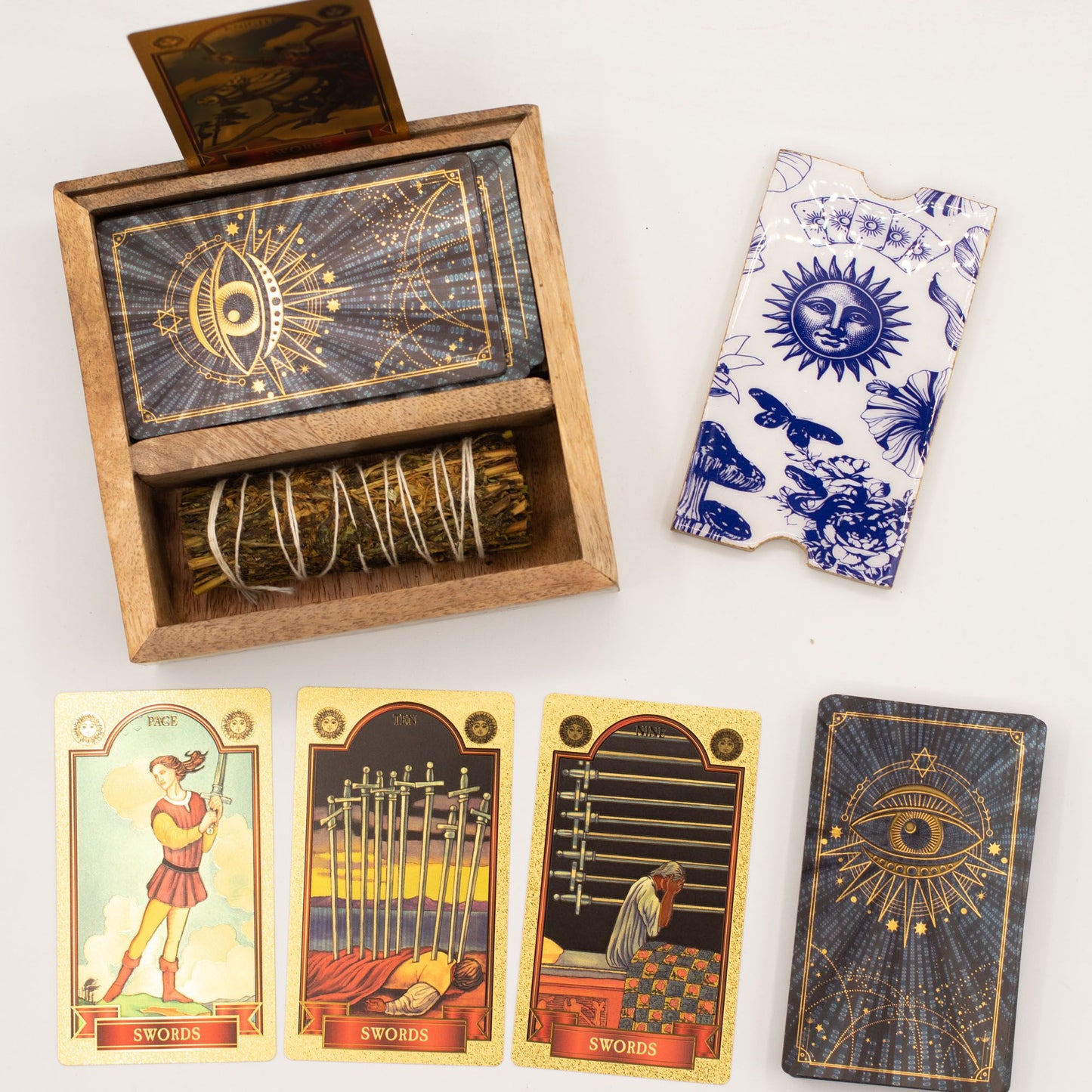 Caixa de Tarot de Duas Secções com Suporte para Cartas