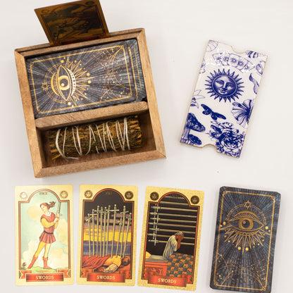 Caixa de Tarot de Duas Secções com Suporte para Cartas