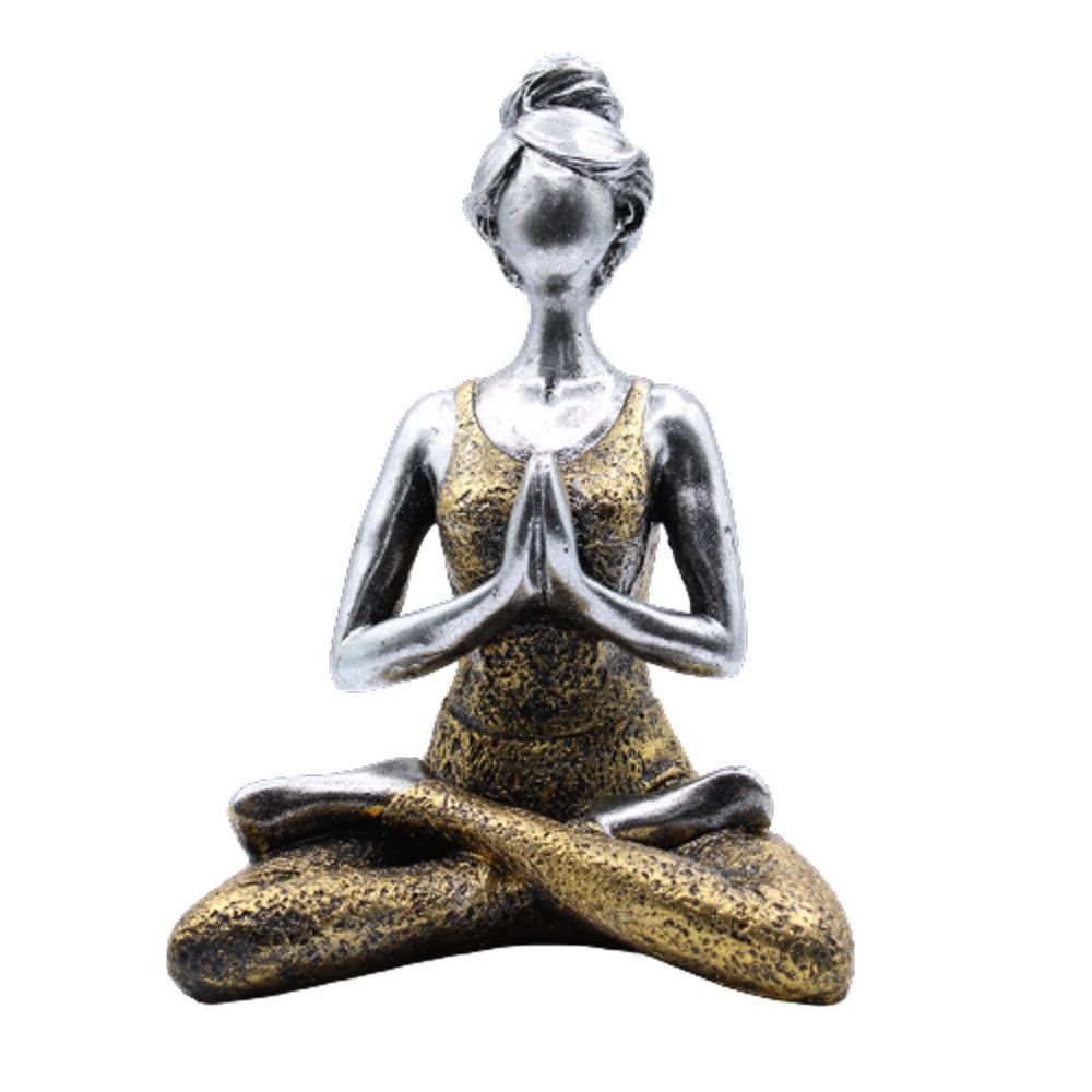 Figura de Yoga - Prata e Dourado 24cm