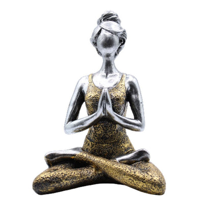 Figura de Yoga - Prata e Dourado 24cm