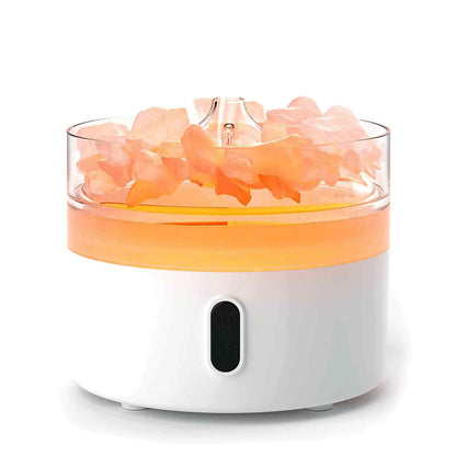 Difusor de Aroma de Sal do Himalaia - Luz Noturna - USB-C - Efeito Chama (Sal incluída)