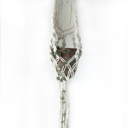 Suporte de Vaso em Macramé - Longo com Aro de Ratão