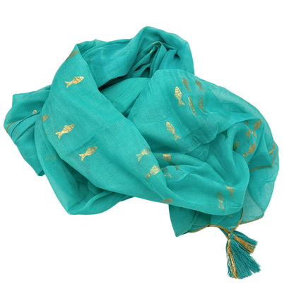 Pareo Nomad Sari Mediterrâneo - Peixes Turquesa e Dourado