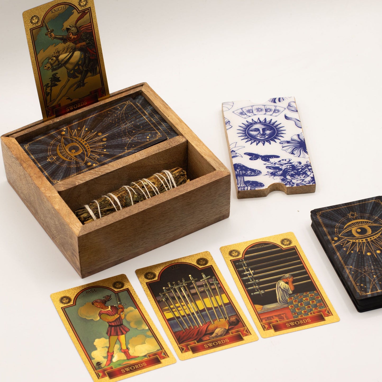 Caixa de Tarot de Duas Secções com Suporte para Cartas