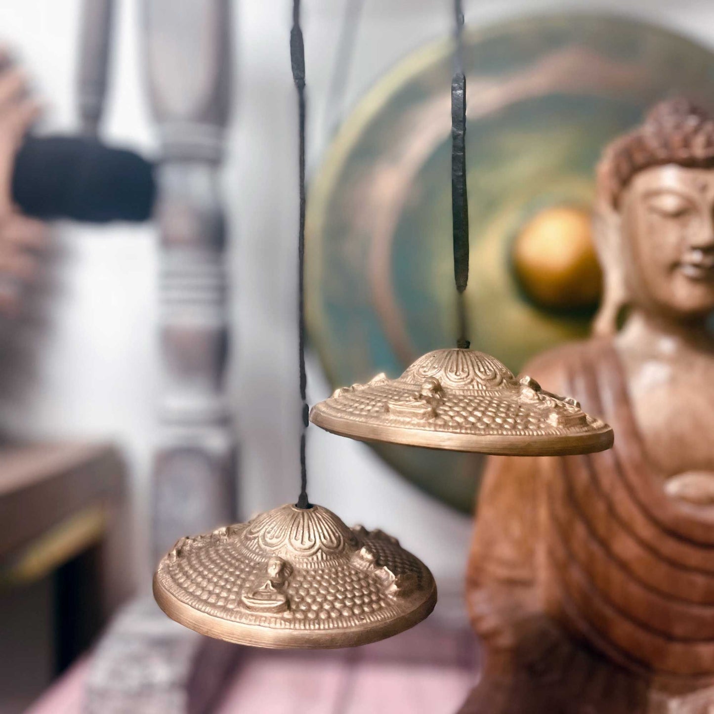 Sino Tibetano Tingsha - Símbolos da Sorte - aprox. 6 cm