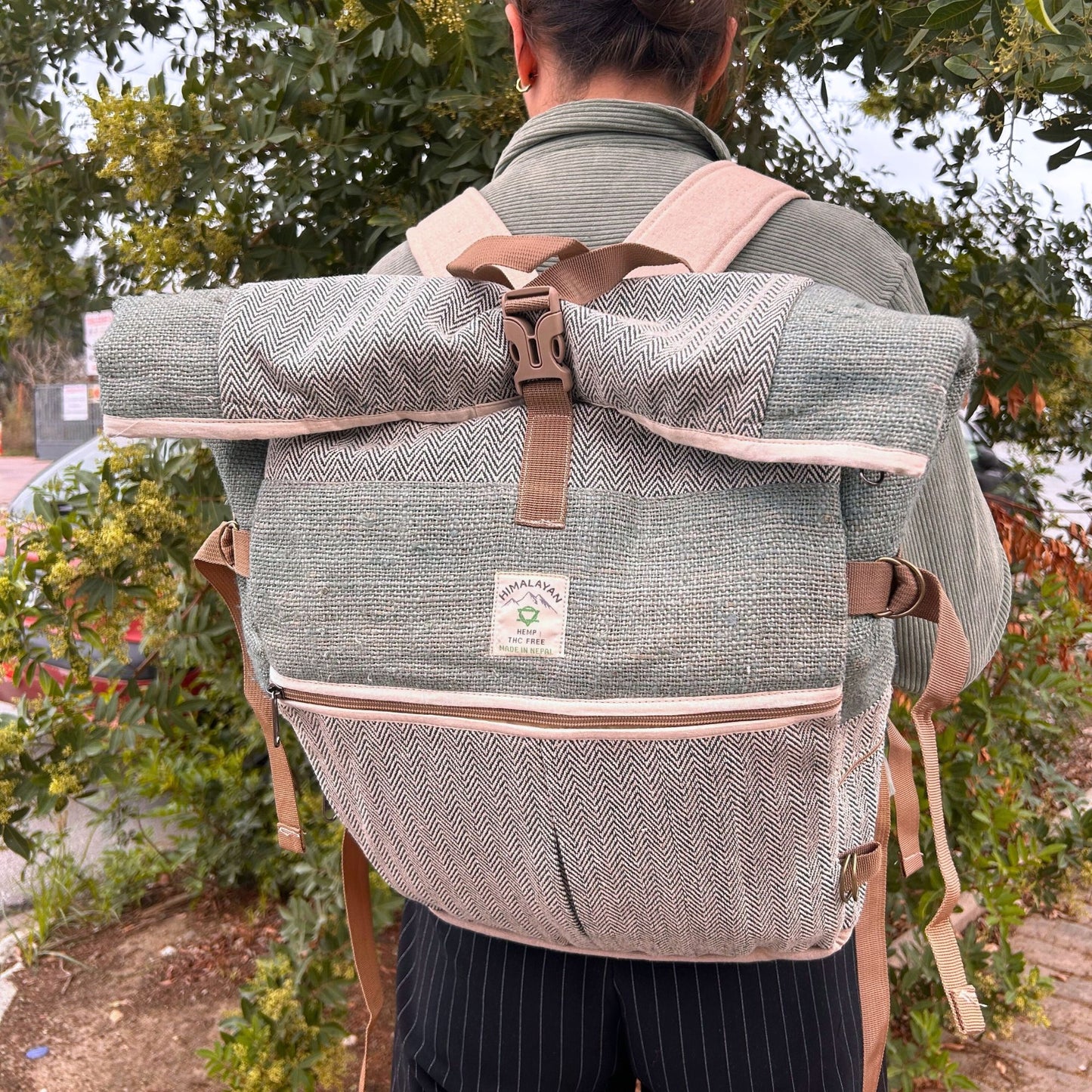 Mochila Enrolável de Trekking em Cânhamo - Sálvia