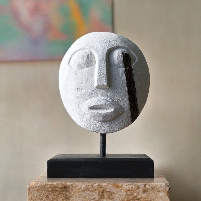 Máscara Decorativa Tribal Timor - Branca 27x20cm