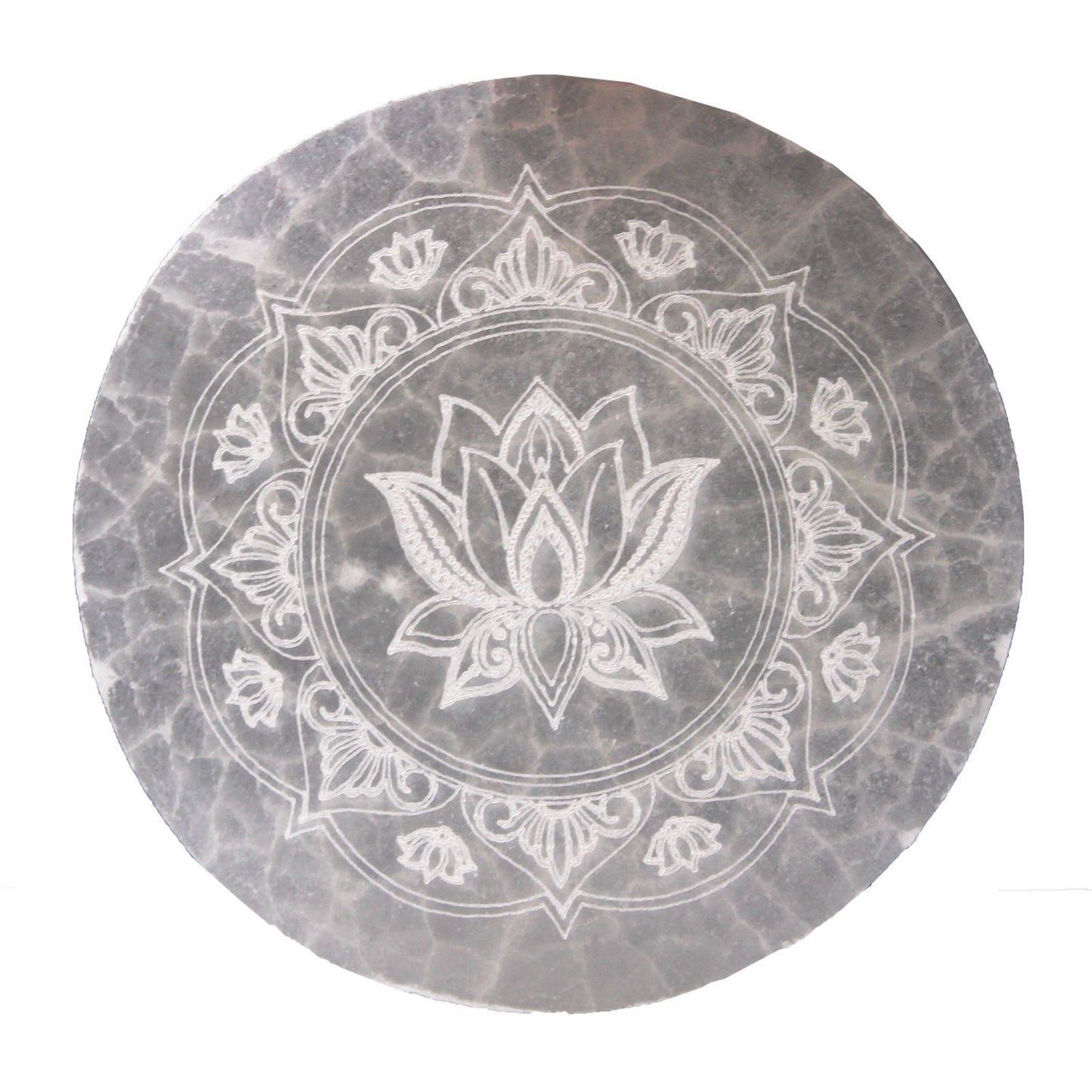 Placa de Carga de Selenite Média 10cm - Lótus Mandala