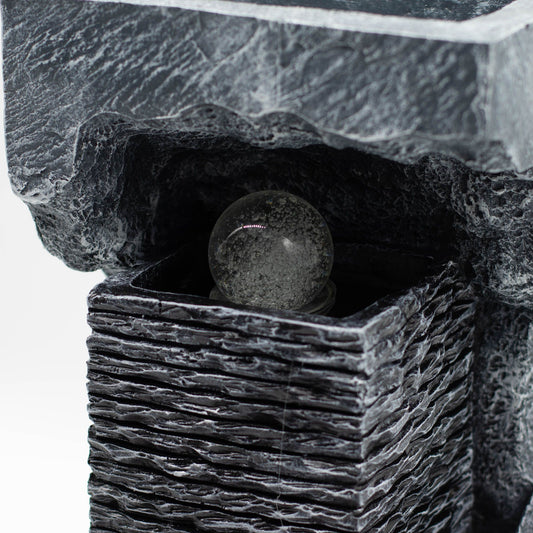 Grande Fonte de Água - Bola de Cristal com Mudança de Cor em Rocha (24x22x48 cm)