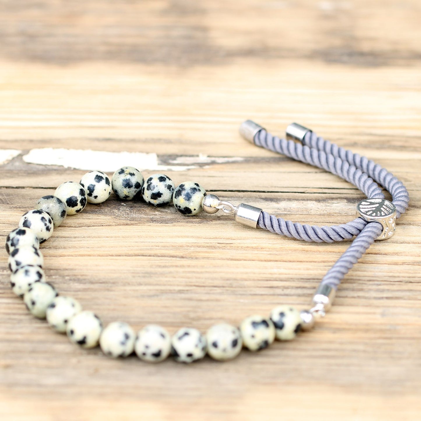 Pulseira de Jaspe Dálmata Ajustável