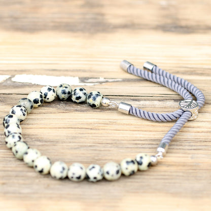 Pulseira de Jaspe Dálmata Ajustável
